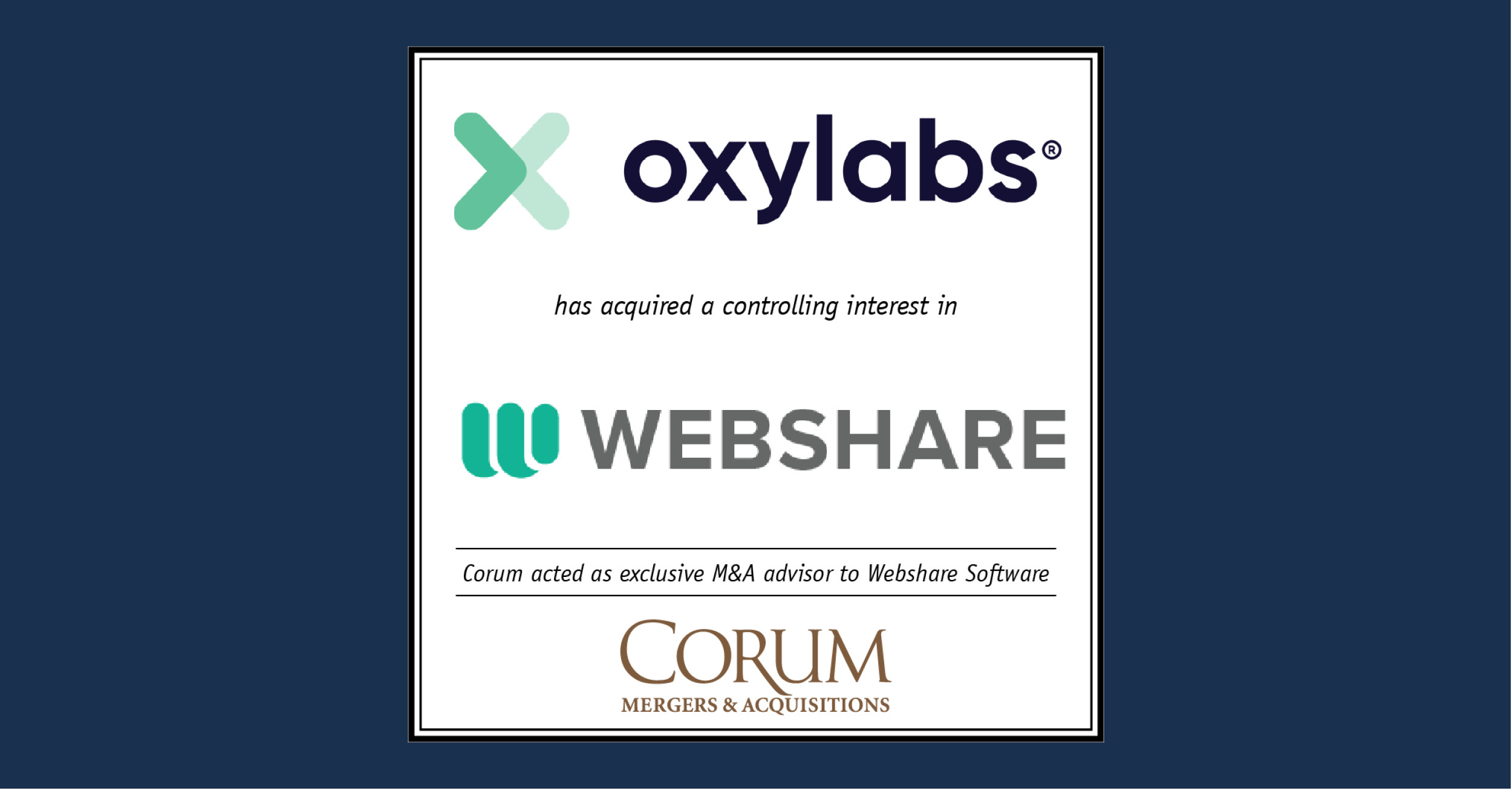 Corum Advises Webshare in Acquisition by Oxylabs Corum Group